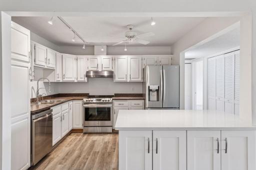 More views of the kitchen, boasting newer stainless steel appliances!