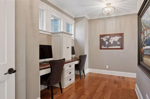 Study area with two work stations and storage