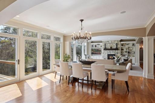 Dining area flows seamless to living area