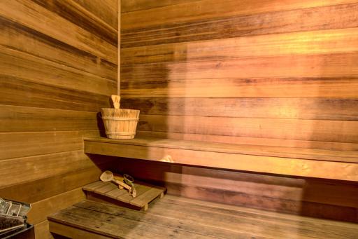 Relax in your own sauna located in the lower level