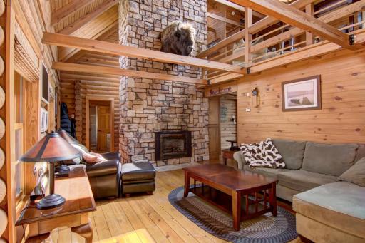 Beautiful stone fireplace in the living area!
