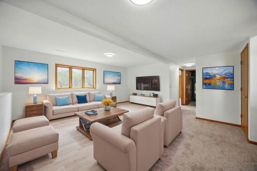 Lower Level Family Room 19x17, spacious enough for a second space for home office, etc