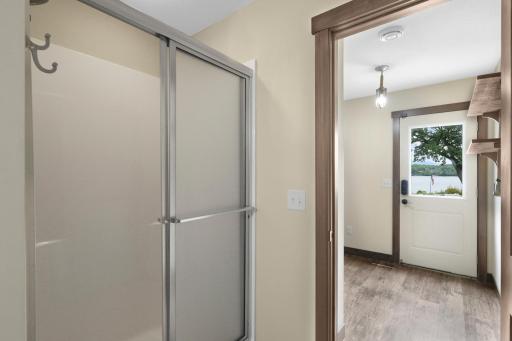 This easily accessible bathroom serves the indoor and outdoor common areas.