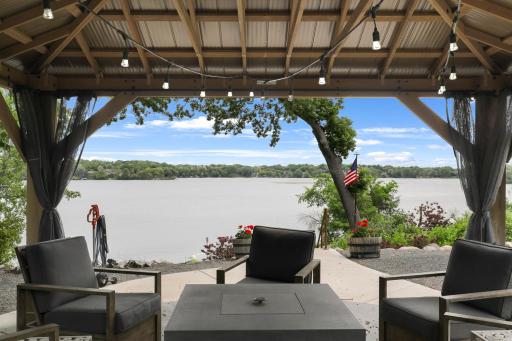 The gazebo area is connected to water, and it was designed to accommodate a more substantial structure such as a future boathouse style building.