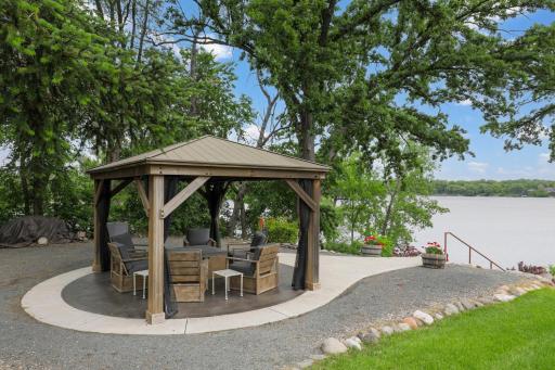 The gazebo area is connected to water, and it was designed to accommodate a more substantial structure such as a future boathouse style building.