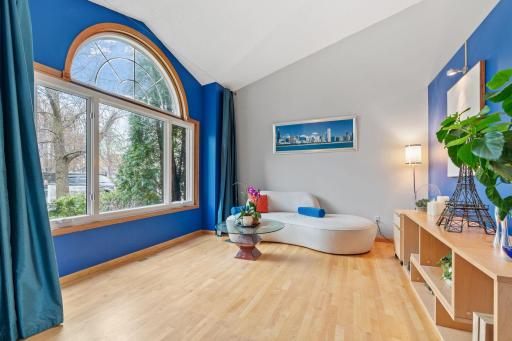 Large windows flood the home with natural light.