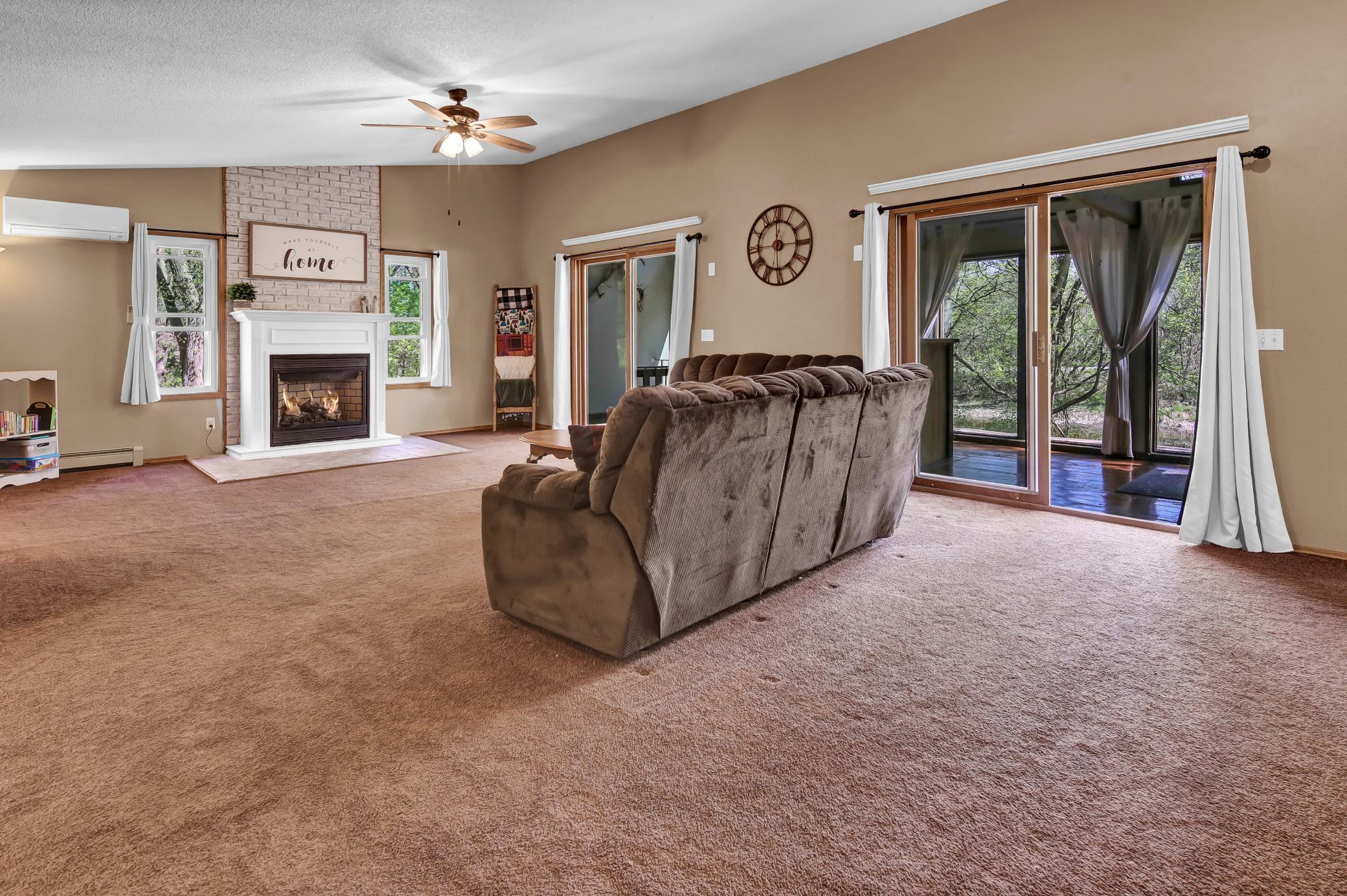 Fireplace makes is a cozy space to enjoy!