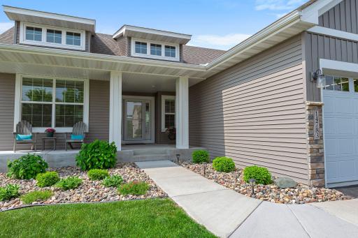 The front porch is a great spot to enjoy your morning coffee.