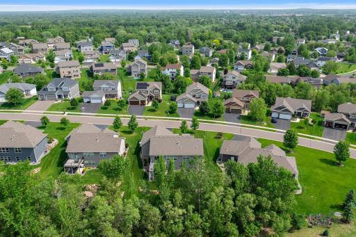 The overhead view shows off the added privacy from the tree-lined backyard.