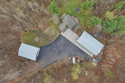 Overhead View of Home, Garage, Pole Bld, Driveway, & Space
