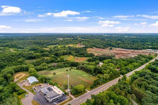 Aerial view from the parcel's northwest corner (cell tower not included in the sale).