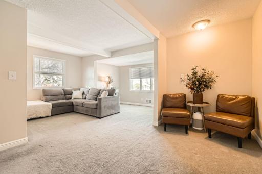A cozy nook next to the living room and the main floor bathroom.