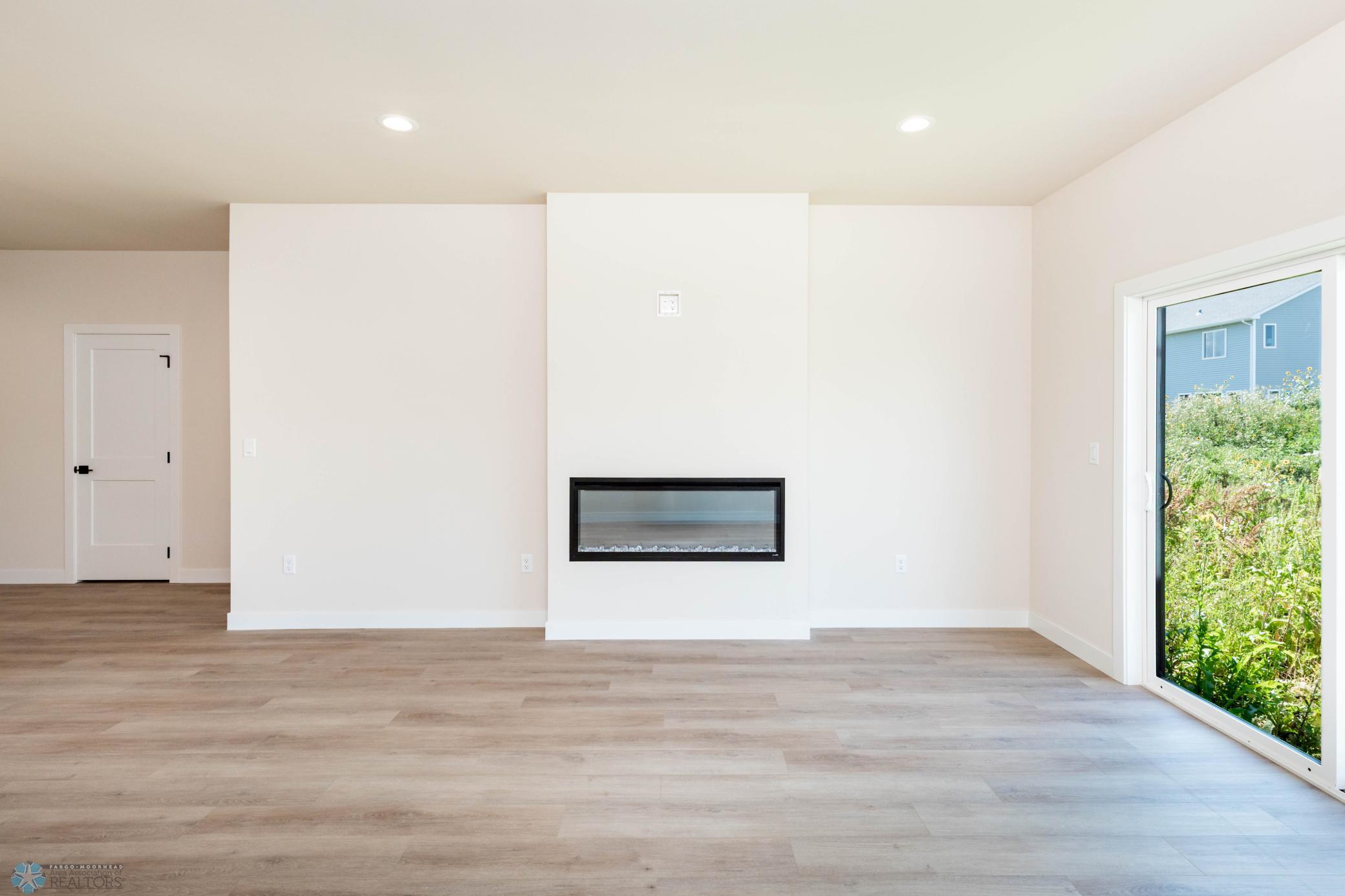 living room w/ electric fireplace