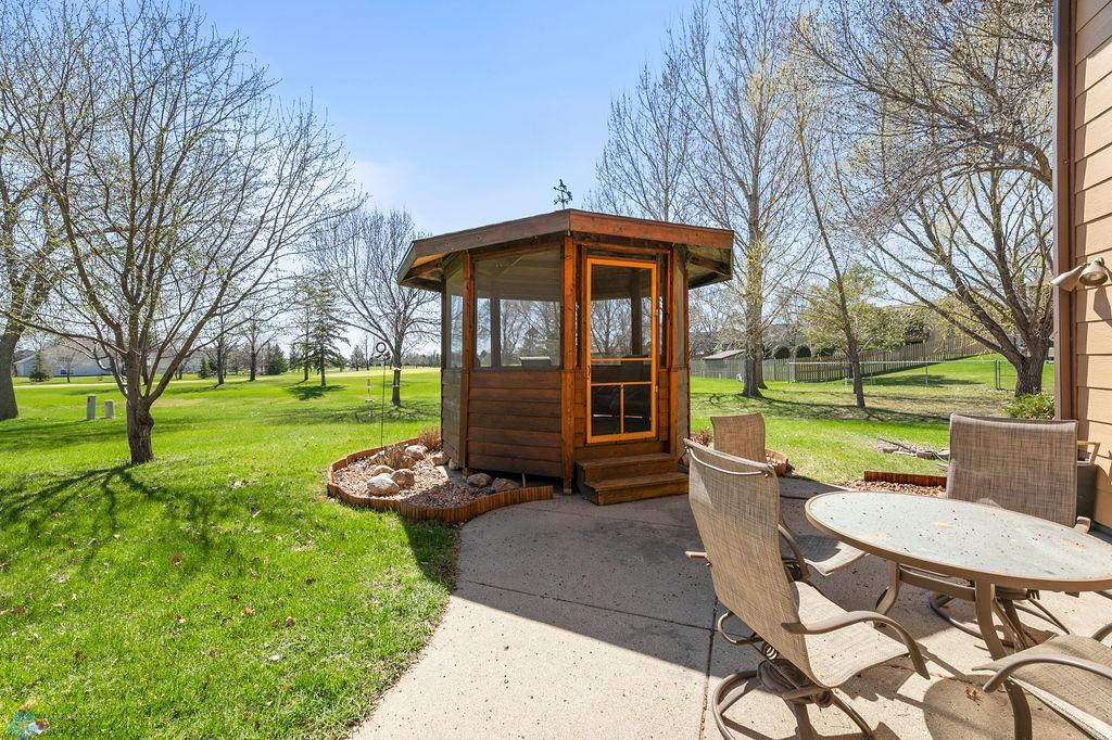 Cool wood gazebo for seating or sitting fireside