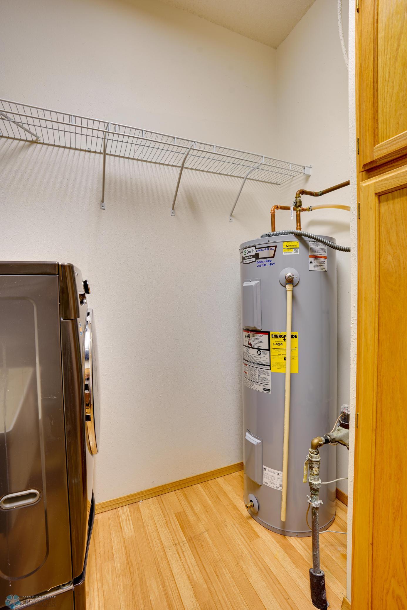 Water heater & storage in Laundry room