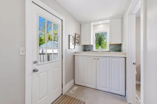 The laundry bay to store and manage clothing needs.