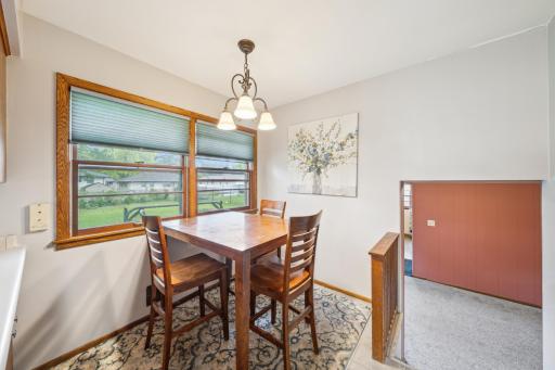 Dining nook and a few stairs that lead to the family room!