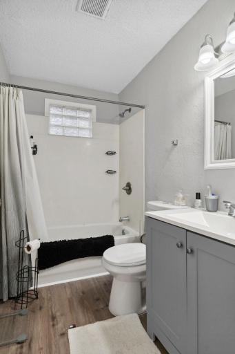 The main level full bathroom is nicely updated.