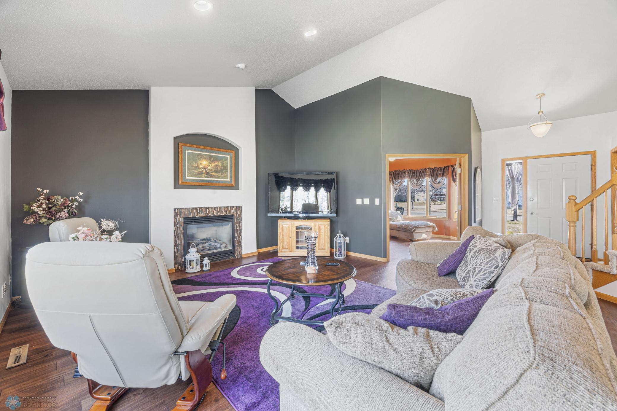 Gas Fireplace & view to Office