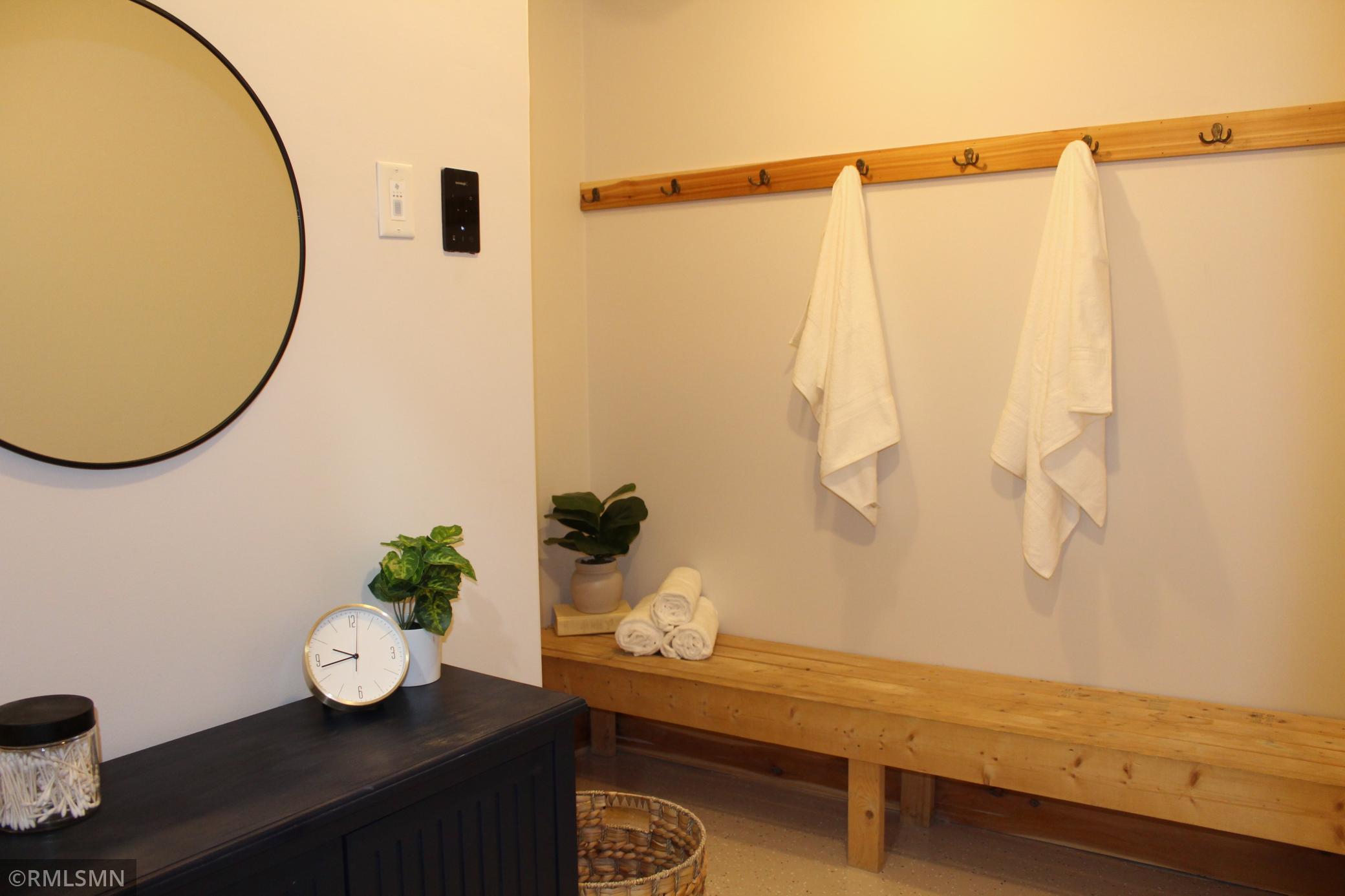 The lower level bathroom has a 3/4 bath and sauna!