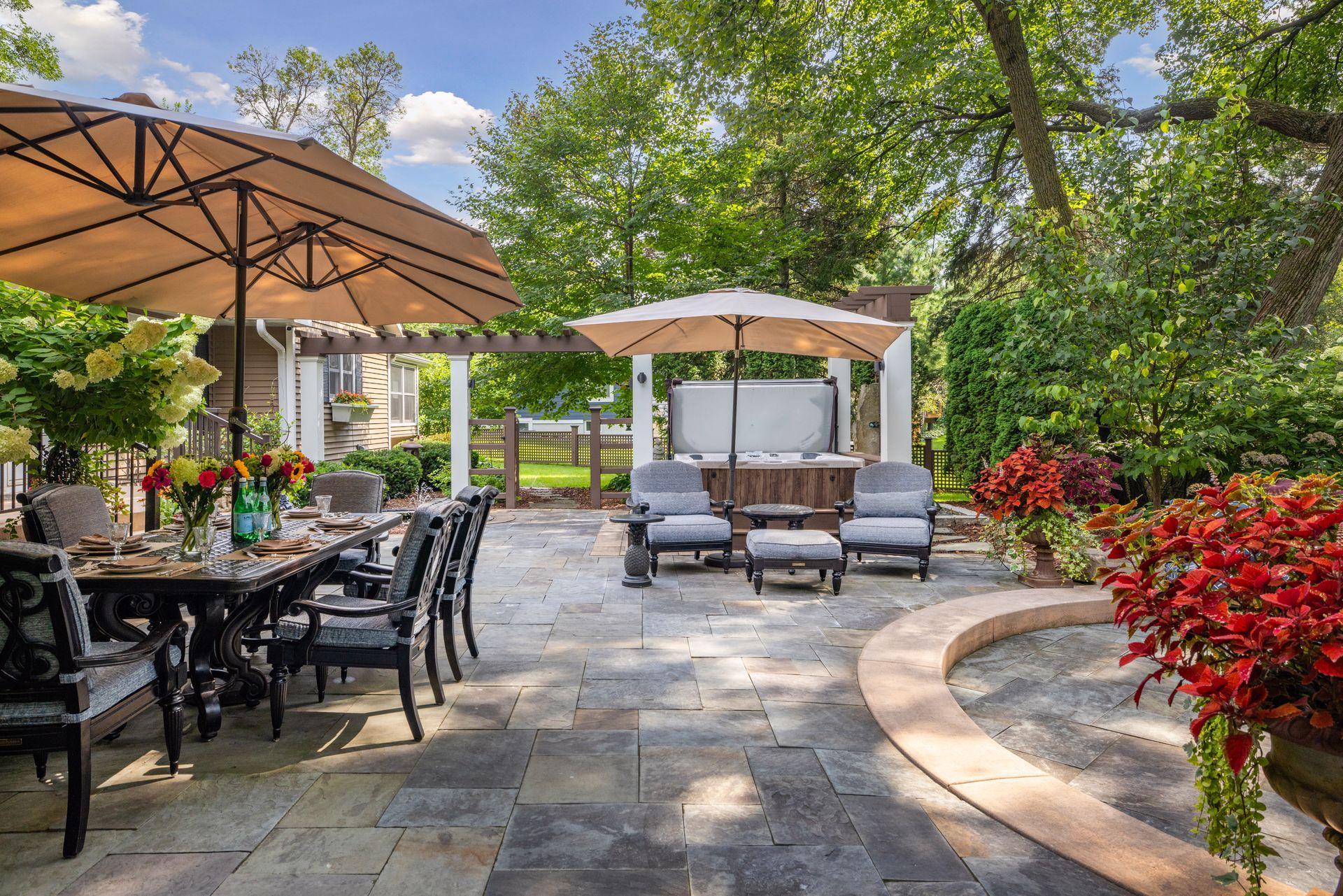The blue stone paver patio is gorgeous