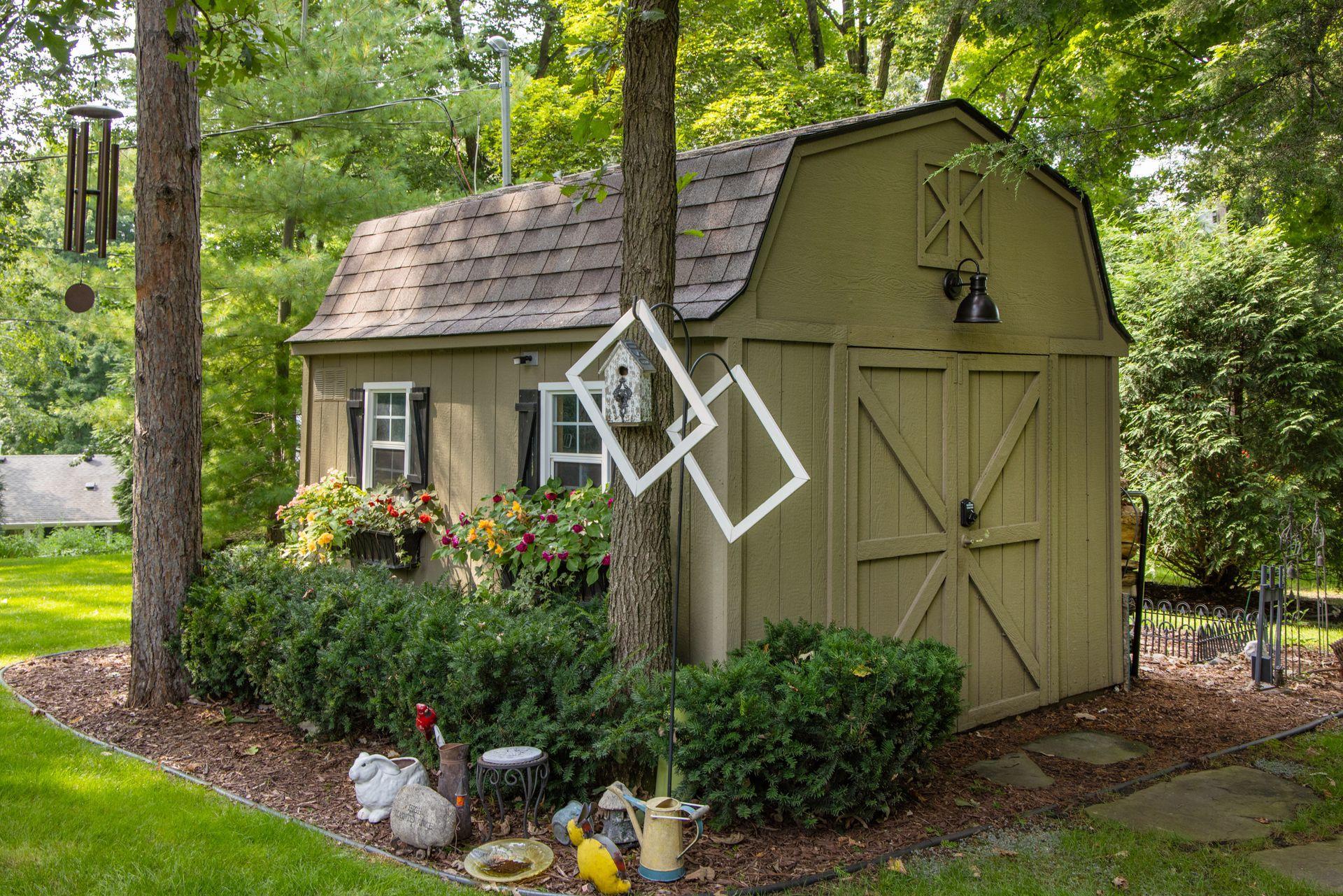 Enjoy extra storage in the shed which also features power