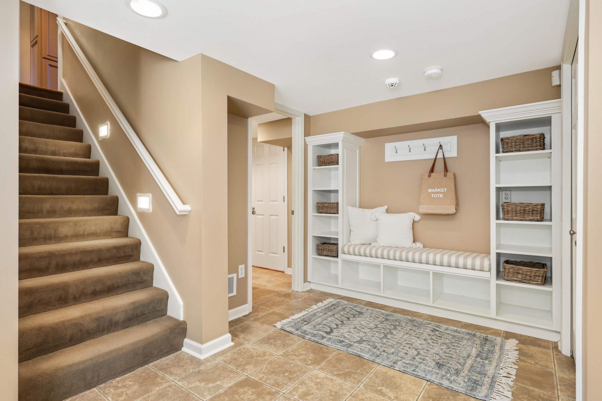 The mudroom off the garage also includes a large closet