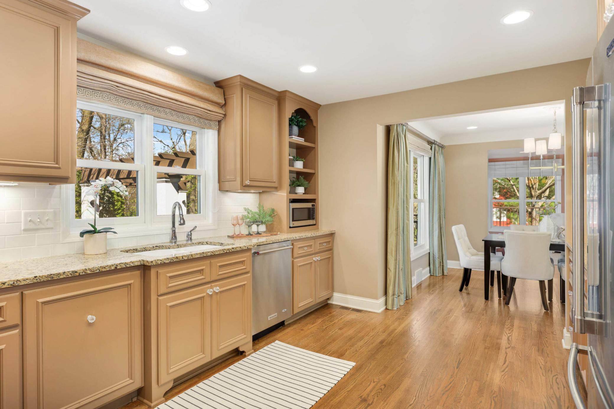 The chef's kitchen features stainless appliances