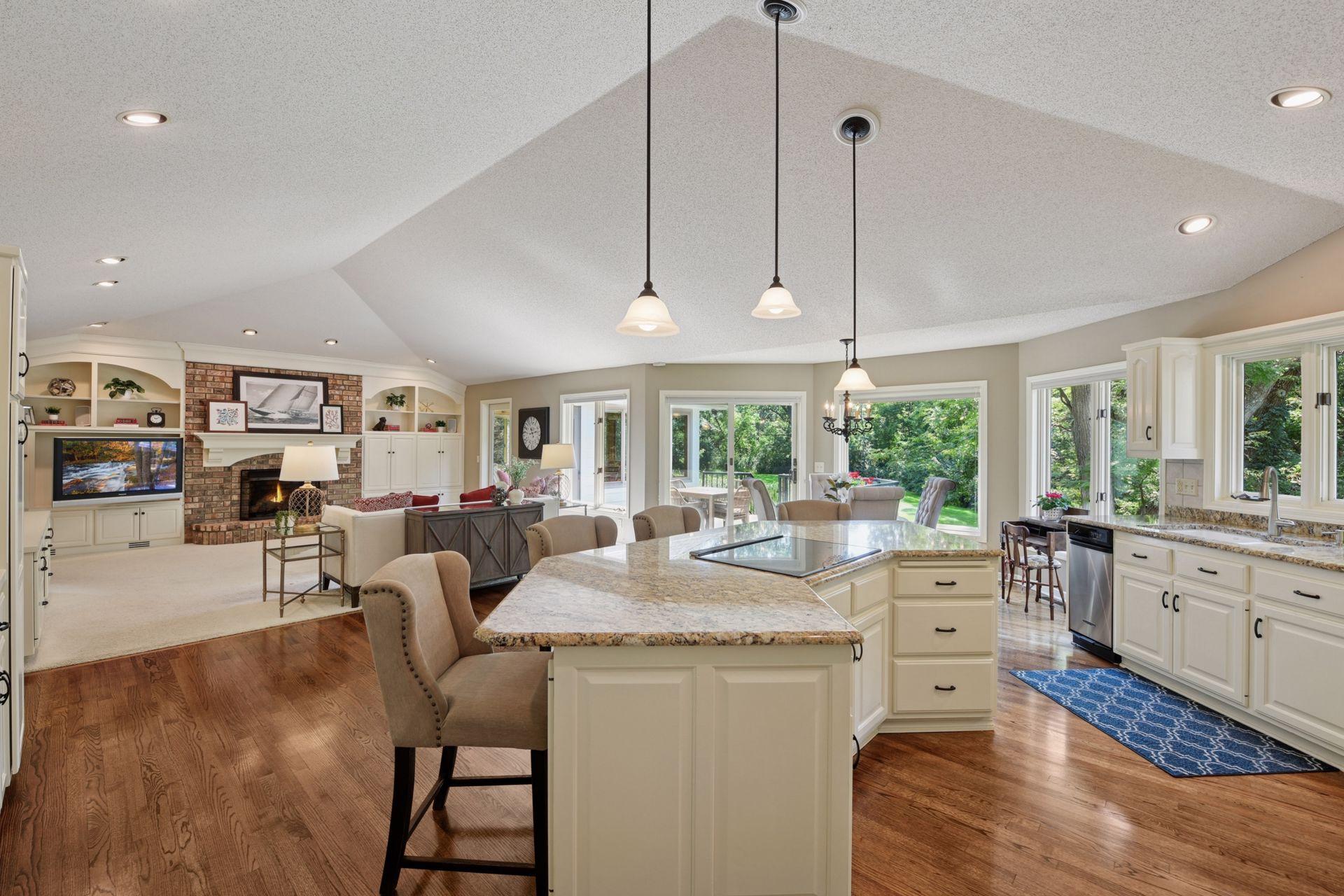 A wall of windows help to fill this main living area with natural light