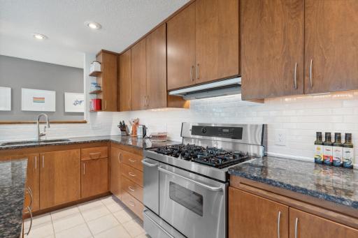 Freshly updated with subway tile and under-cabinet lighting.