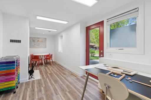Dedicated private entrance with a large driveway for parking.