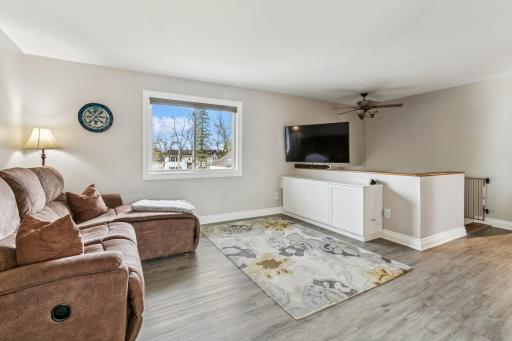 The sellers added this beautiful and functional built in storage/TV stand~
