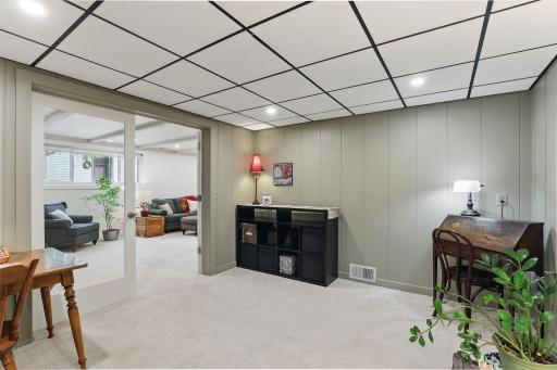 Bright and versatile office space with French doorsâperfect for privacy and focus.