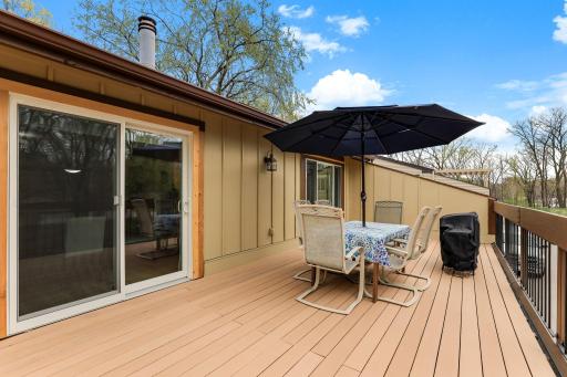 Extra-large, maintenance-free deckâideal for outdoor dining, relaxing, or entertaining guests.