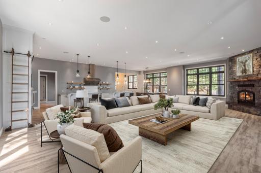 Spacious family room with an abundance of natural light.