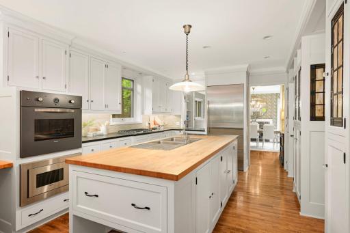 The stunning kitchen's huge center island