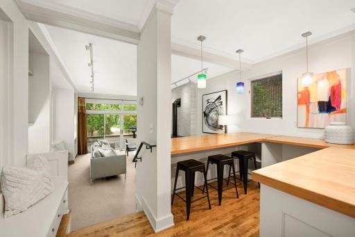 Breakfast bar overlooking the family room