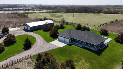 Aerial View Of The Home And The Pole Shed