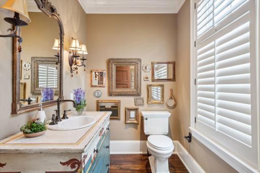 An inspired, main floor powder room.