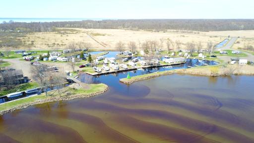 View of the water side portion of Northern Lights RV Resort on Mille Lacs lake