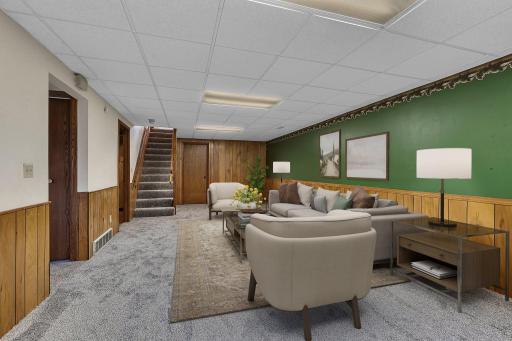 Lower level family room (digitally staged)