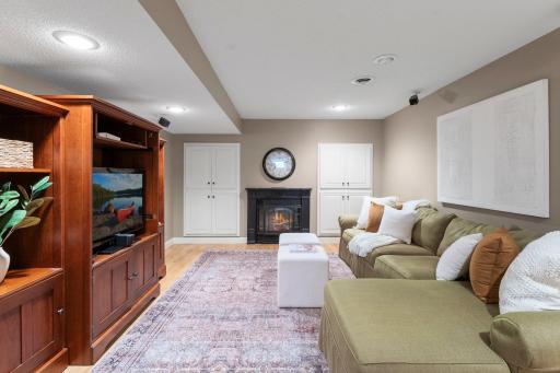 Second gas fireplace with extra storage cabinets