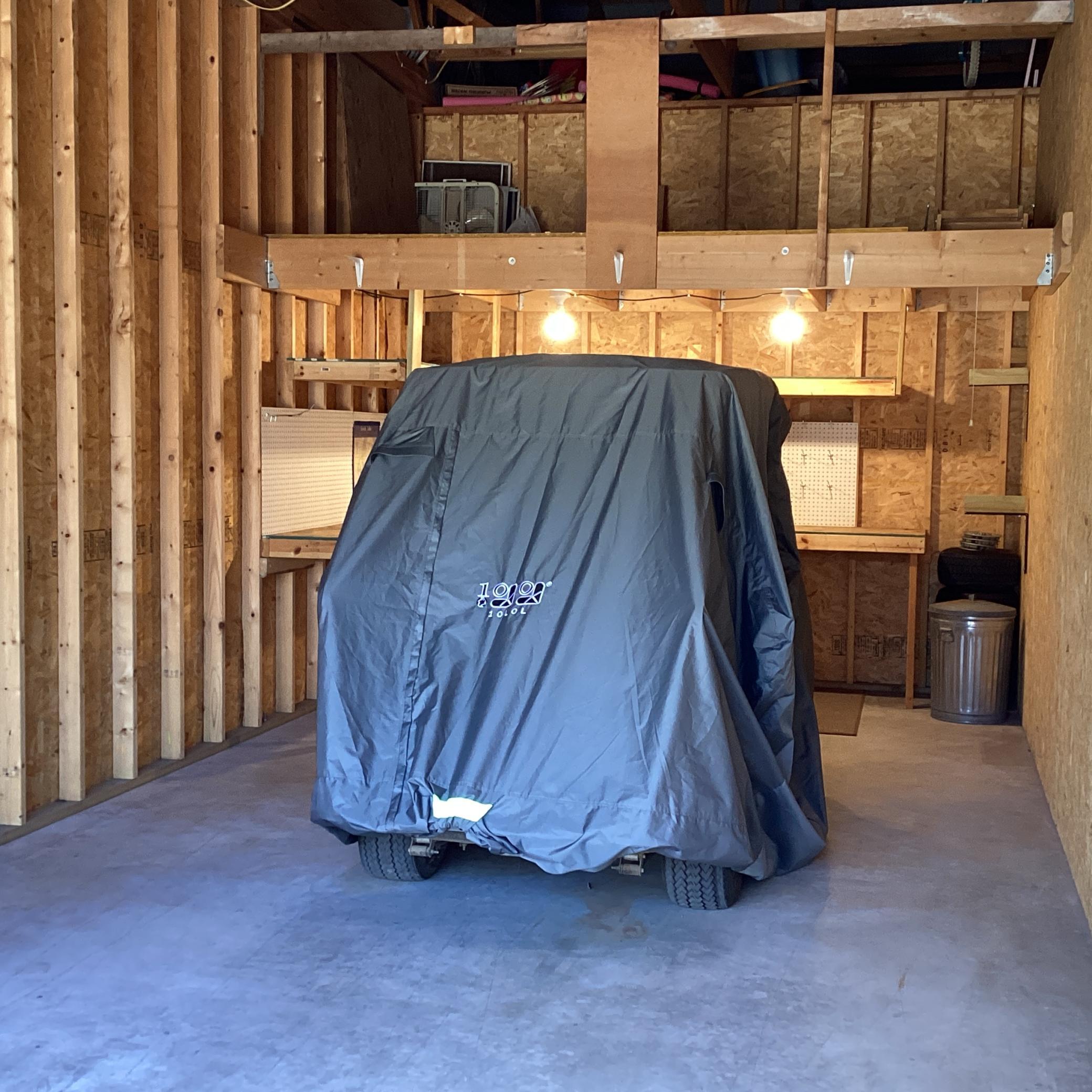 garage with lofted storage space
