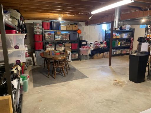 Half of basement great storage, but also potential game area: pool, ping pong, and foosball