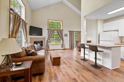Entryway looks into the open concept kitchen and living space.