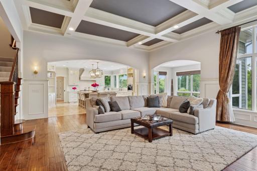 This open concept allows for both large and intimate gatherings and flows seamlessly from room to room.