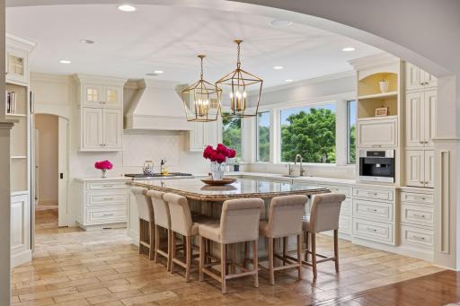 This massive kitchen island is an entertainers dream! With seating for six and a second prep sink, this kitchen is sure to be the heart of the home!