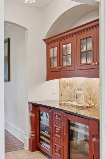 The butler's pantry is a welcome feature while entertaining-a great space in between the kitchen and dining room.