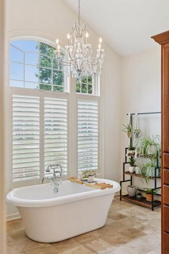 Enjoy relaxing in the soaking tub at the end of a busy day.