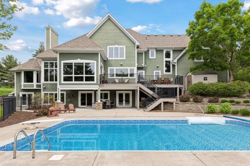 The salt water pool has a newer liner and automatic cover.